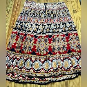 Funky People Wrap Skirt OSFA Free Size Multicolor Mixed Print Cotton Rayon Maxi